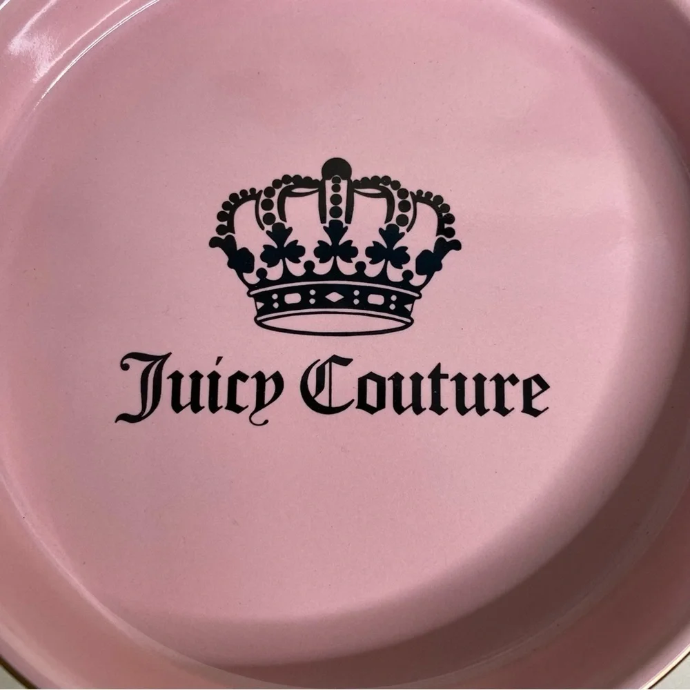 Juicy Couture Pink Jewelry Trinket Dish Tray with Black and White Stripes New